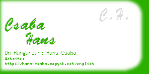 csaba hans business card